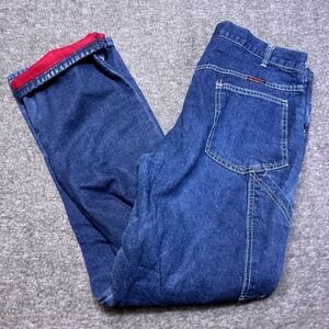 Vintage Wearguard Fleece Lined Jeans Men 32X30 USA MADE Denim Blue Workwear